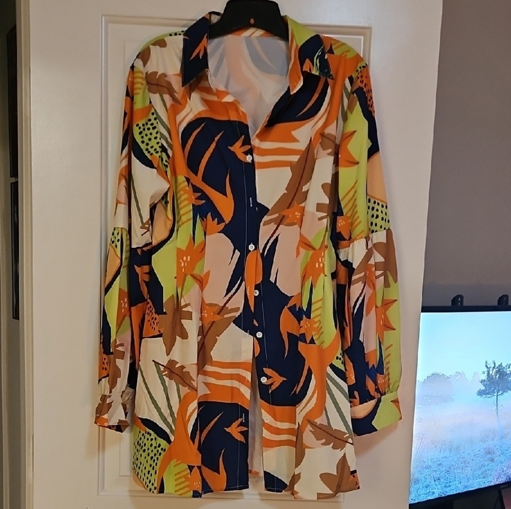 Colorful Abstract Button-Up Shirt
